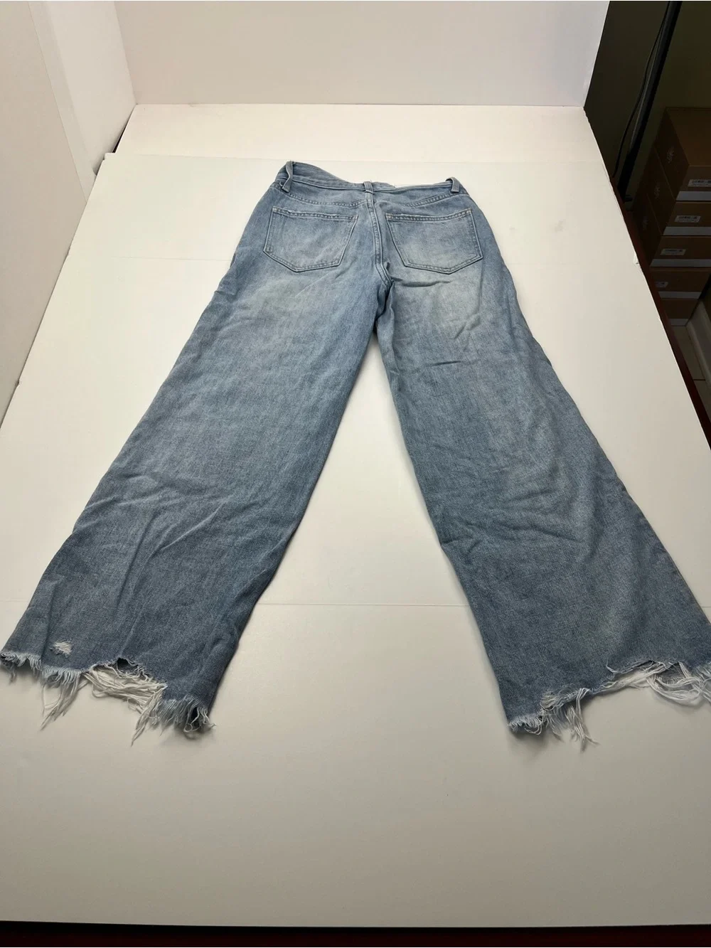 Pistola Women's Loretta High Rise Wide Leg Ankle Jean Size 24 Denim Frayed Hem